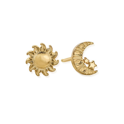 ChloBo Gold Moon & Sun Stud Earrings - Steffans Jewellers