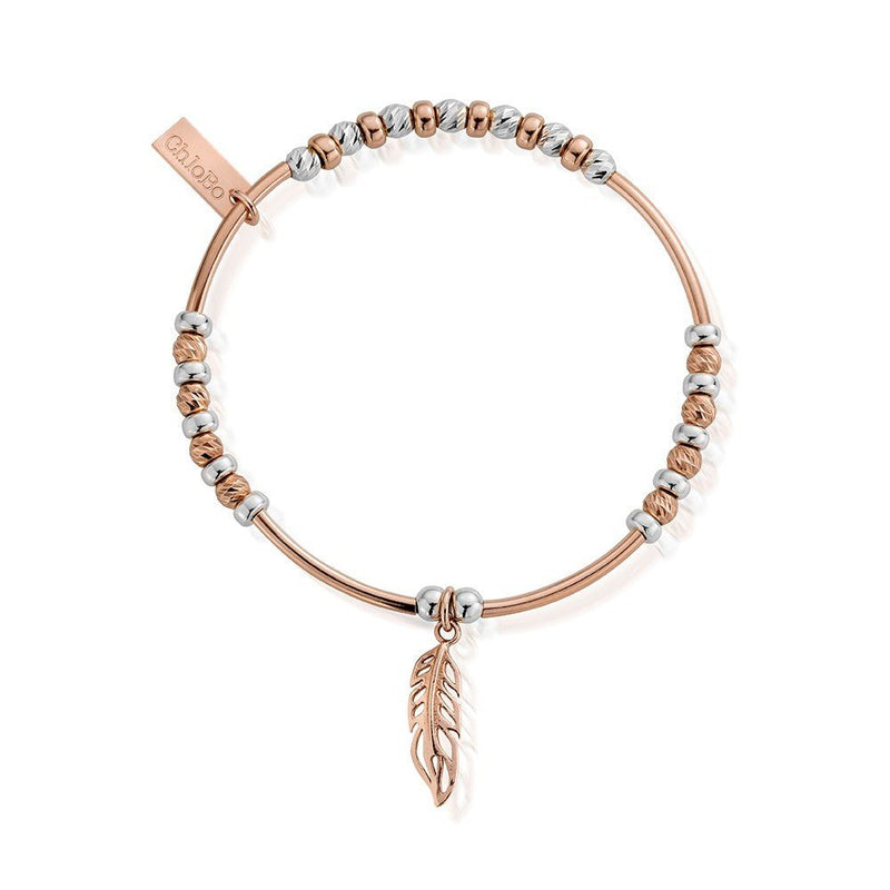 ChloBo Rose Gold & Sterling Silver Sparkle Filigree Feather Bracelet - Steffans Jewellers