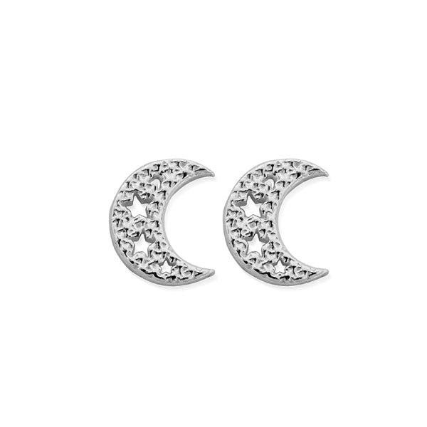 ChloBo Silver Starry Moon Stud Earrings - Steffans Jewellers