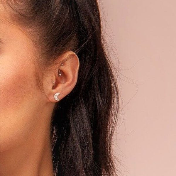 ChloBo Silver Starry Moon Stud Earrings - Steffans Jewellers