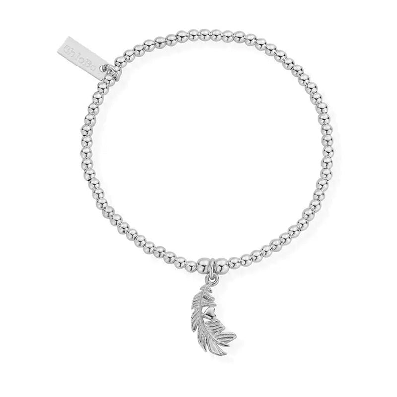 ChloBo Sterling Silver Cute Feather & Heart Charm Bead Bracelet - Steffans Jewellers