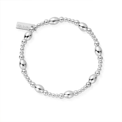 ChloBo Cute Oval Silver Bead Bracelet