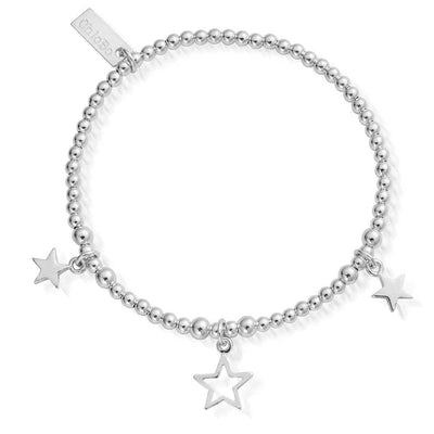 ChloBo Mayas Light Triple Star Silver Bracelet