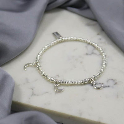 ChloBo Triple Moon Silver Bead Bracelet