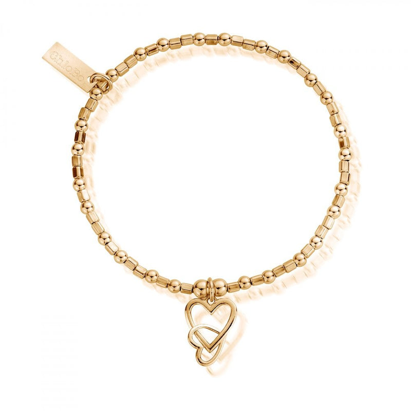 ChloB Gold Plated Mini Cube Interlocking Love Heart Bracelet