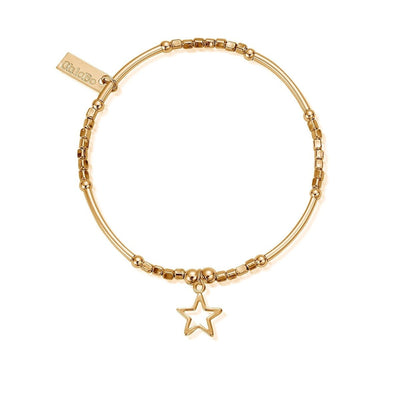 ChloBo Yellow Gold Plated Mini Noodle Cube Open Star Bracelet - Steffans Jewellers