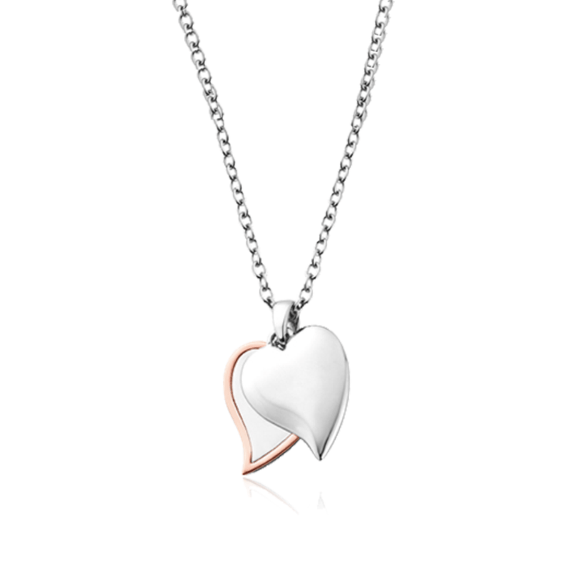 Clogau Cwtch Double Heart Drop Pendant Necklace
