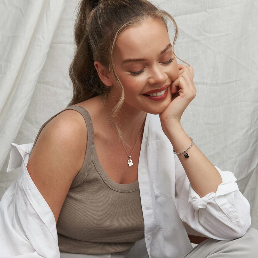 Clogau Paw Print White Topaz Pendant Necklace