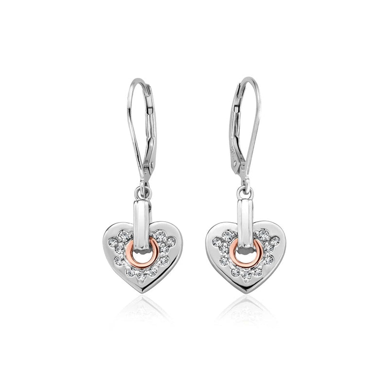 Clogau Cariad Heart Sparkle Silver & Rose Gold Earrings