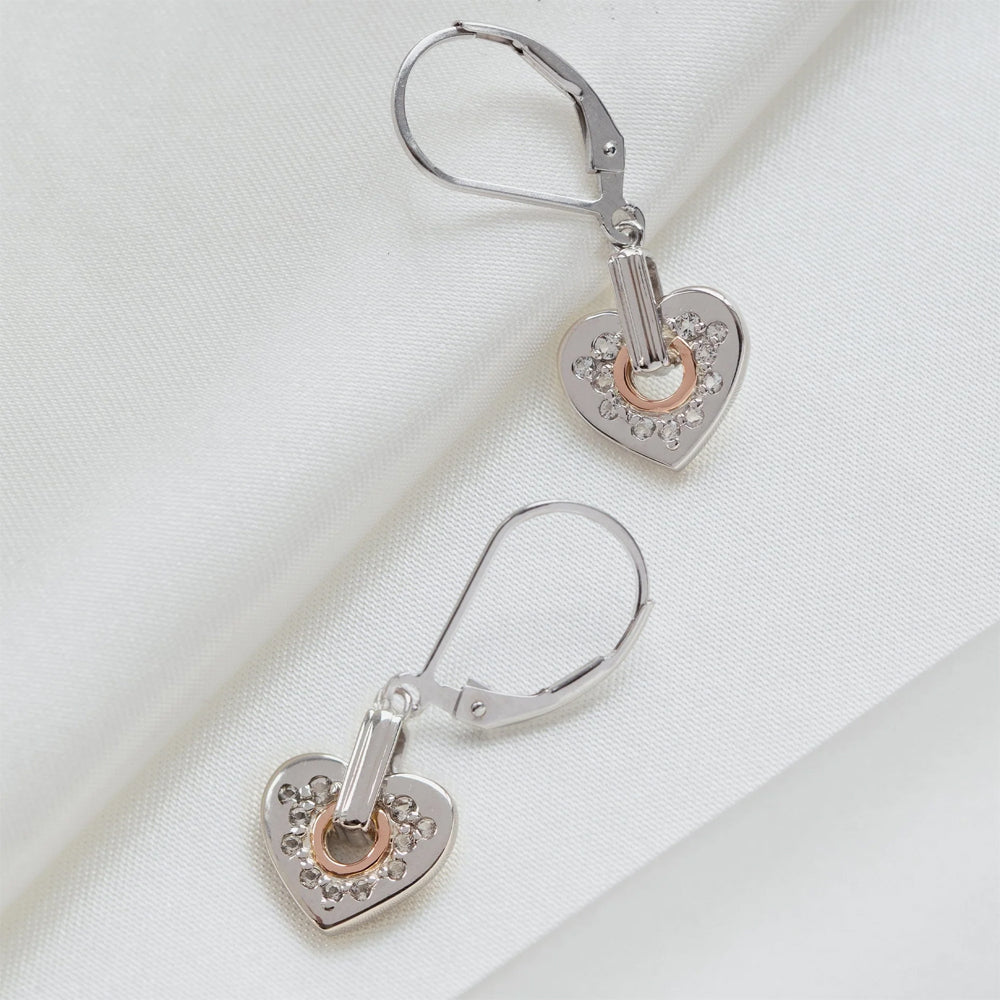Clogau Cariad Heart Sparkle Silver & Rose Gold Earrings