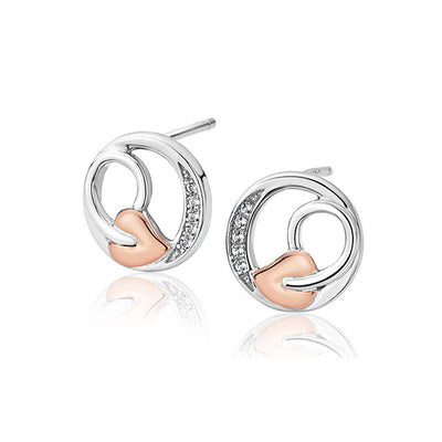 Clogau Tree of Life Vine Sterling Silver & Rose Gold Stud Earrings