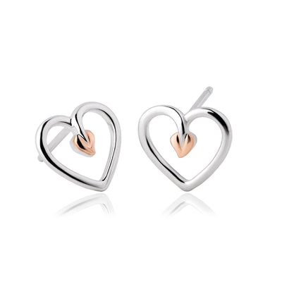 Clogau Sterling Silver & Gold Tree of Life Heart Stud Earrings