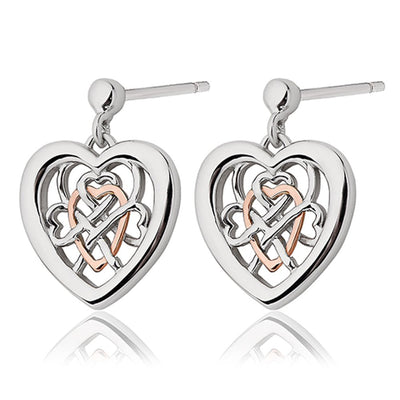 Clogau Sterling Silver & Gold Welsh Royalty Heart Stud Earrings