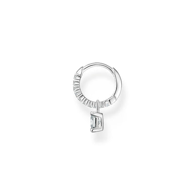 Thomas Sabo Single Hoop Earring With White Drop Stone Silver
