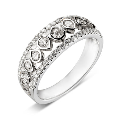 18ct White Gold Open Eternity Ring with Teardrop Shaped Diamonds