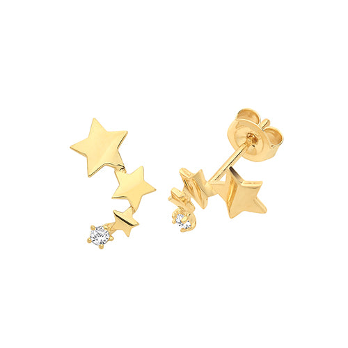 Steffans 9ct Yellow Gold Constellation Stud Earrings set with Cubic Zirconia