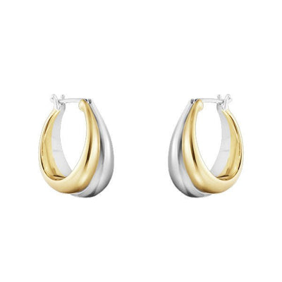 Georg Jensen CURVE Medium Earrings 501B Silver & Yellow Gold - Steffans Jewellers