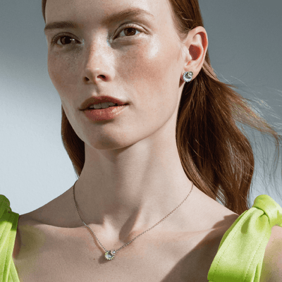 Georg Jensen DAISY Green and Pink Enamel Pendant - Steffans Jewellers