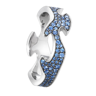 Georg Jensen FUSION Centre Ring 1370 White Gold with Pavé set Blue Sapphires 0.85ct - Steffans Jewellers