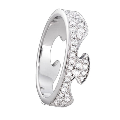 Georg Jensen FUSION End Ring 1370 White Gold with Pavé set Diamonds - Steffans Jewellers