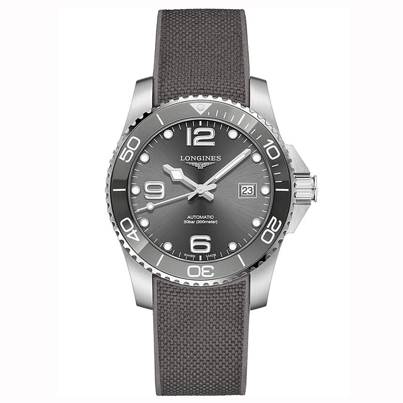 Longines HydroConquest Gray Ceramic & Stainless Steel Men&