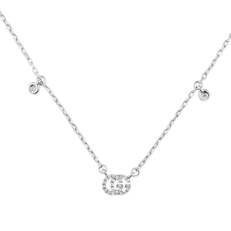 Gucci 18ct White Gold & Diamond Running G Necklace - Steffans Jewellers