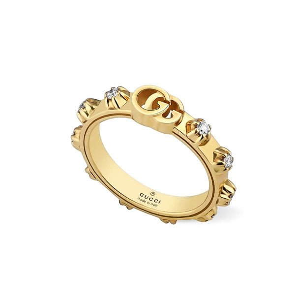 Gucci Double G Running 18ct Yellow Gold & Diamond Ring - Steffans Jewellers