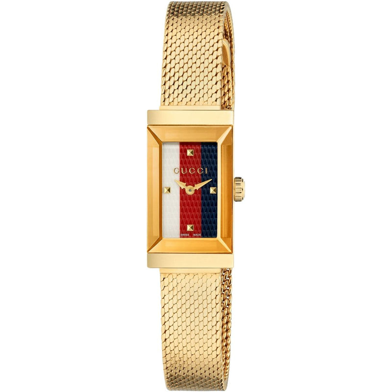 Gucci Ladies Gold Mesh Striped Dial Watch - Steffans Jewellers