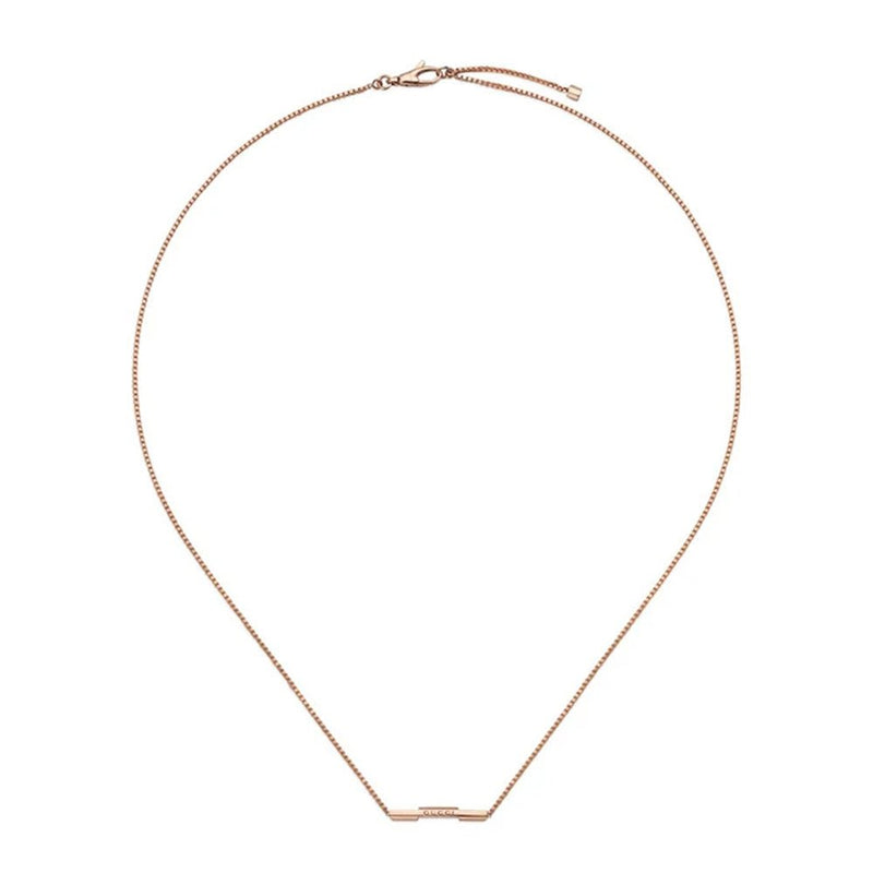 Gucci Link To Love 18ct Rose Gold Bar Necklace - Steffans Jewellers