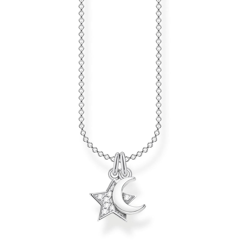 Thomas Sabo Moon And Star Starling Silver Necklace