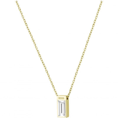 Ladies BOSS Clia Light Yellow Gold IP Crystal Necklace - Steffans Jewellers