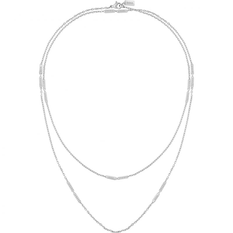 Ladies BOSS Laria Stainless Steel Crystal Necklace - Steffans Jewellers