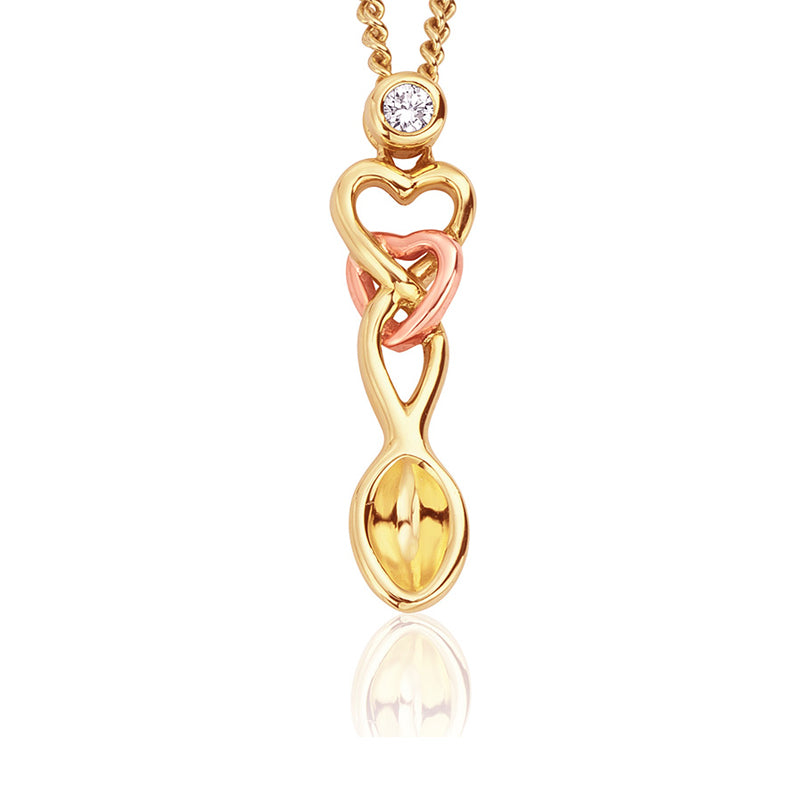 Clogau Lovespoons Yellow & Rose Gold Pendant Necklace