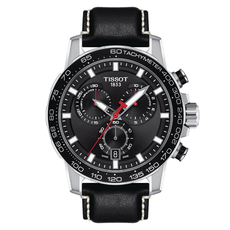 Tissot Sypersport Chrono 45mm Black Dial & Leather Strap Men&