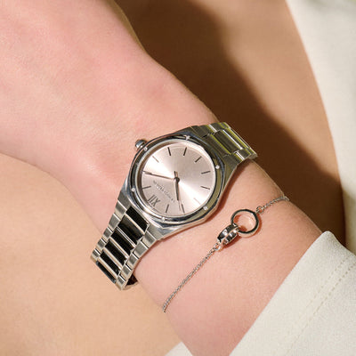 Olivia Burton Sports Luxe 33mm Hexa Blush & Silver Bracelet Watch - Steffans Jewellers