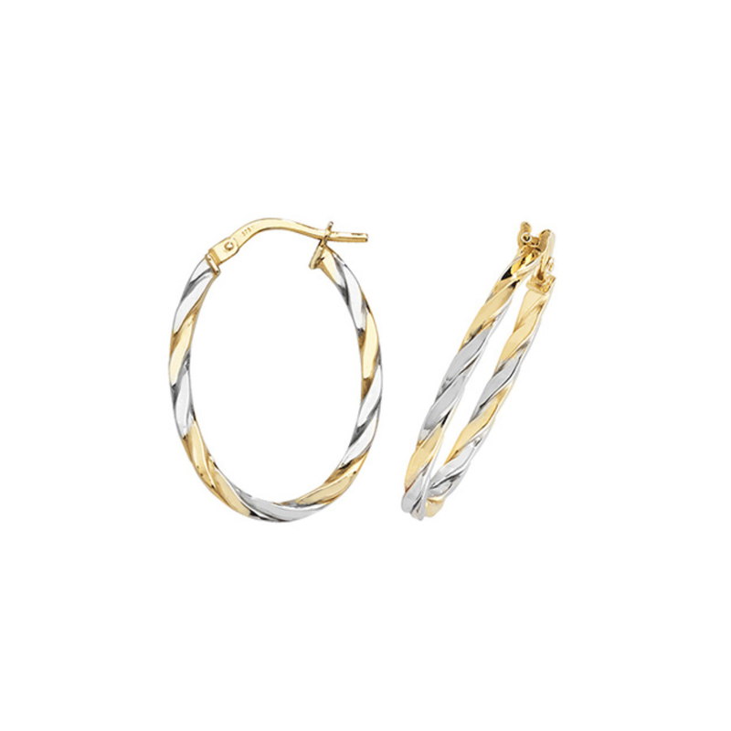 Steffans 9ct Yellow & White Gold Oval Laura Hoop Earrings