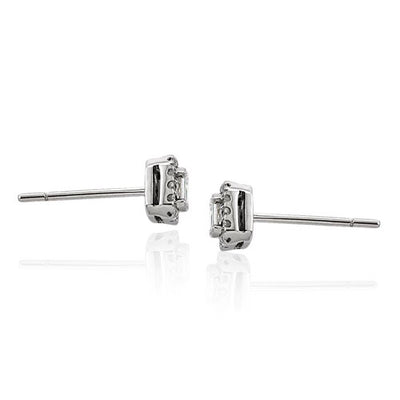 Steffans Emerald Cut Diamond Micro Set Frame Platinum Cluster Stud Earrings (0.20cts)
