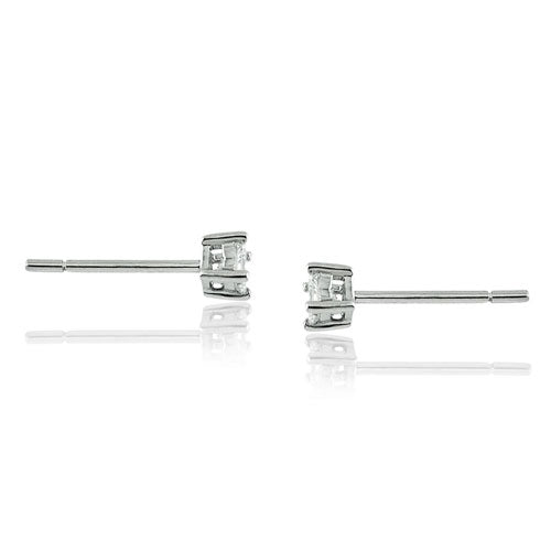 Steffans Princess Cut Diamond Claw Set Platinum Stud Earrings (0.20cts)