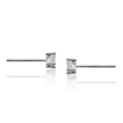 Steffans Emerald Cut Diamond Claw Set Platinum Stud Earrings (0.20cts)