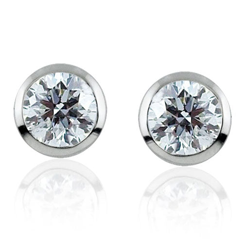 Steffans RBC Diamond Rub-Over Platinum Stud Earrings (0.18ct)
