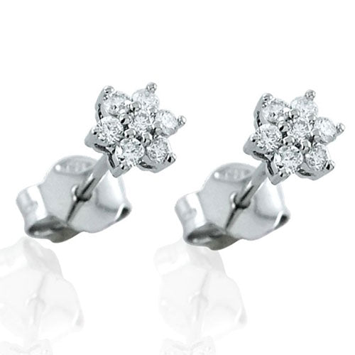 Steffans RBC Diamond Claw Set Cluster Platinum Stud Earrings (0.20ct)