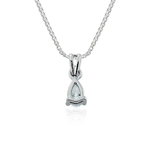 Steffans Pear Shaped Diamond Claw Set Platinum Solitaire Pendant with Platinum Chain (0.16ct)