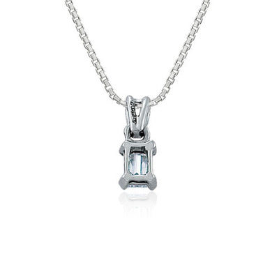 Steffans Baguette Cut Diamond Claw Set Platinum Solitaire Pendant with Platinum Chain (0.16ct)