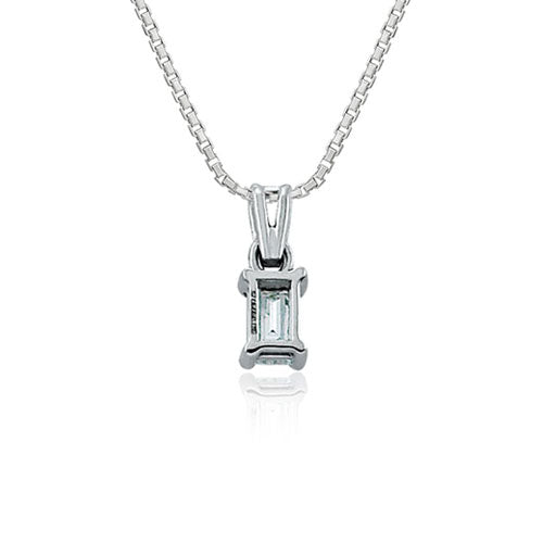 Steffans Emerald Cut Diamond Claw Set Platinum Solitaire Pendant with Platinum Chain (0.16ct)