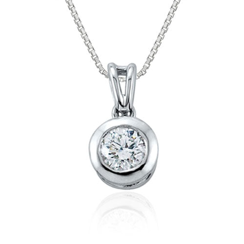 Steffans RBC Diamond Rub-Over Platinum Solitaire Pendant with Platinum Chain (0.14ct)