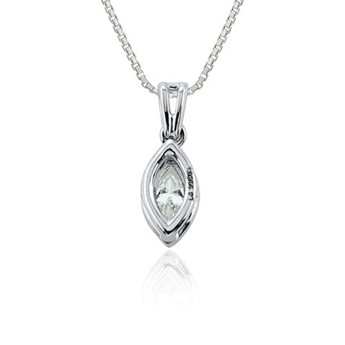 Steffans Marquise Cut Diamond Rub-Over Platinum Solitaire Pendant with Platinum Chain (0.14ct)