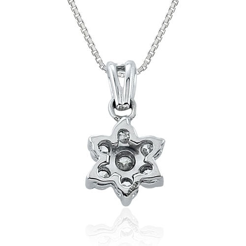 Steffans RBC Diamond Claw Set Platinum Cluster Pendant with Platinum Chain (0.14cts)