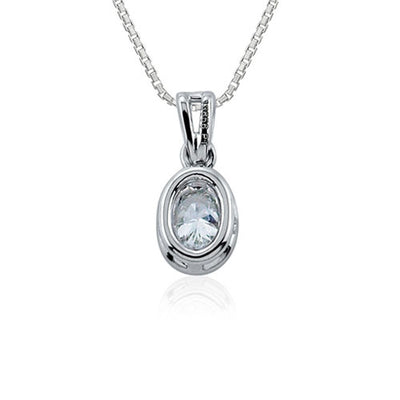 Steffans Oval Shaped Diamond Rub-Over Platinum Solitaire Pendant with Platinum Chain (0.14ct)