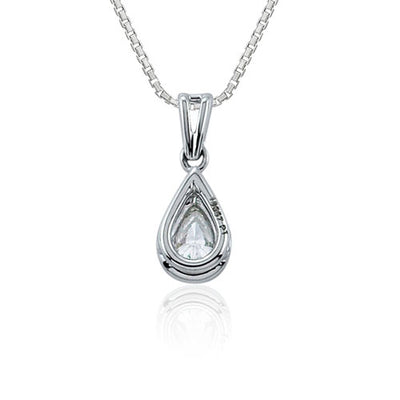 Steffans Pear Shaped Diamond Rub-Over Platinum Solitaire Pendant with Platinum Chain (0.14ct)