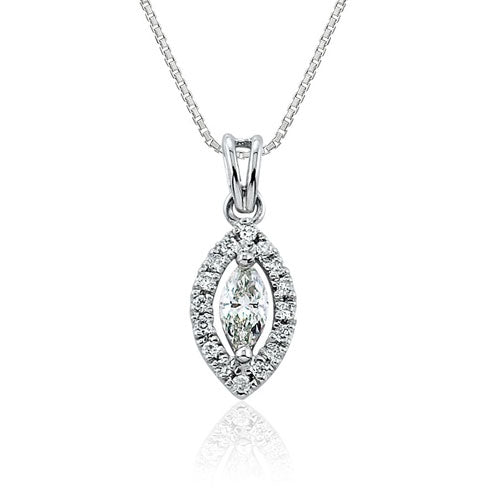 Steffans Marquise & RBC Diamond Micro Set Frame Platinum Cluster Pendant with Platinum Chain (0.14cts)